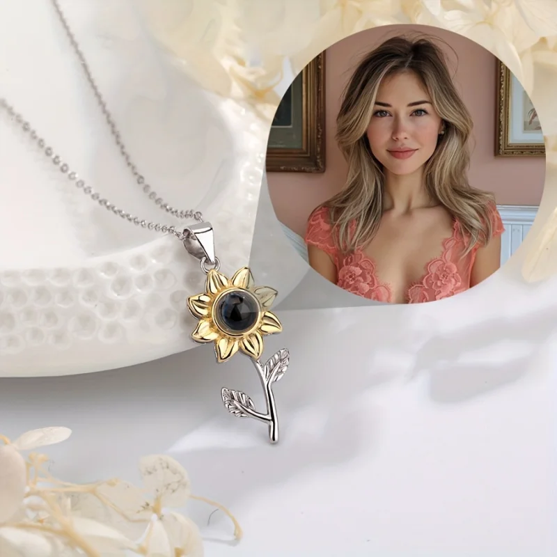 Custom Color Photo Projection Necklace With Picture Inside Sunflower Pendant For Women Mother's Valentine's Day Jewelry Gift
Custom Color Photo Projection Necklace With Picture Inside Sunflower Pendant For Women Mother's Valentine's Day Jewelry Gift