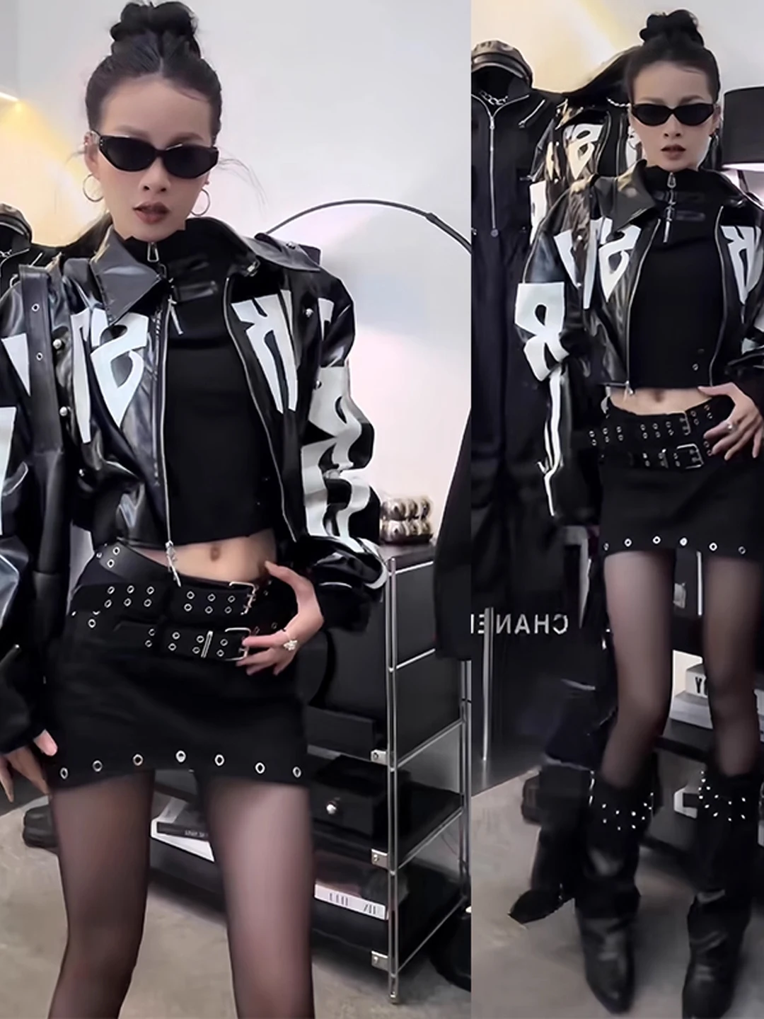 Модный женский джинт из искусственной кожи с пряной девушкой Batwing Sve Color Blo, весенне-осенний новый свободный крой на молнии с застежкой-молнией... 
Модный женский джинт из искусственной кожи с пряной девушкой Batwing Sve Color Blo, весенне-осенний новый свободный крой на молнии с застежкой-молнией...