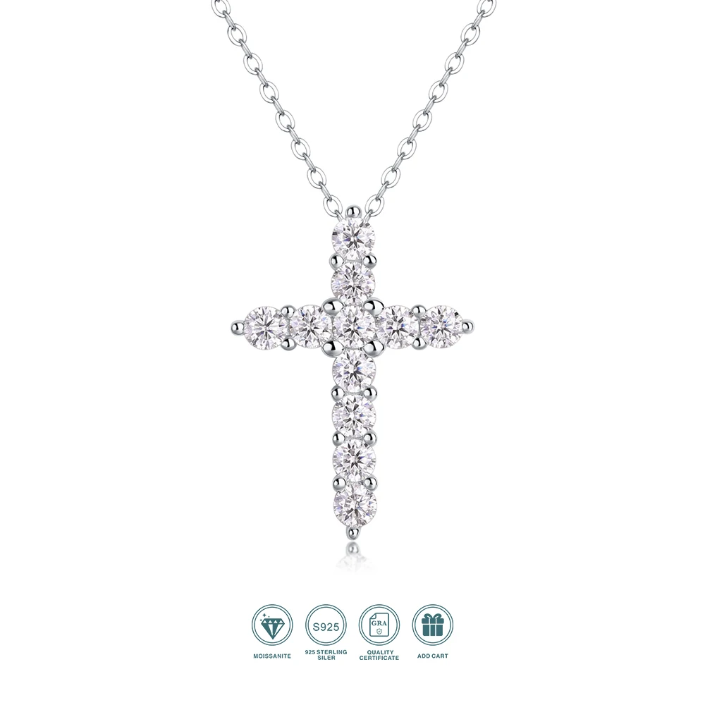 JIUZUAN Moissanite Cross Necklace 925 Sterling Silver 18K Gold Plated Elegant Style for Women Gift Comes with GRA Certificate
JIUZUAN Moissanite Cross Necklace 925 Sterling Silver 18K Gold Plated Elegant Style for Women Gift Comes with GRA Certificate