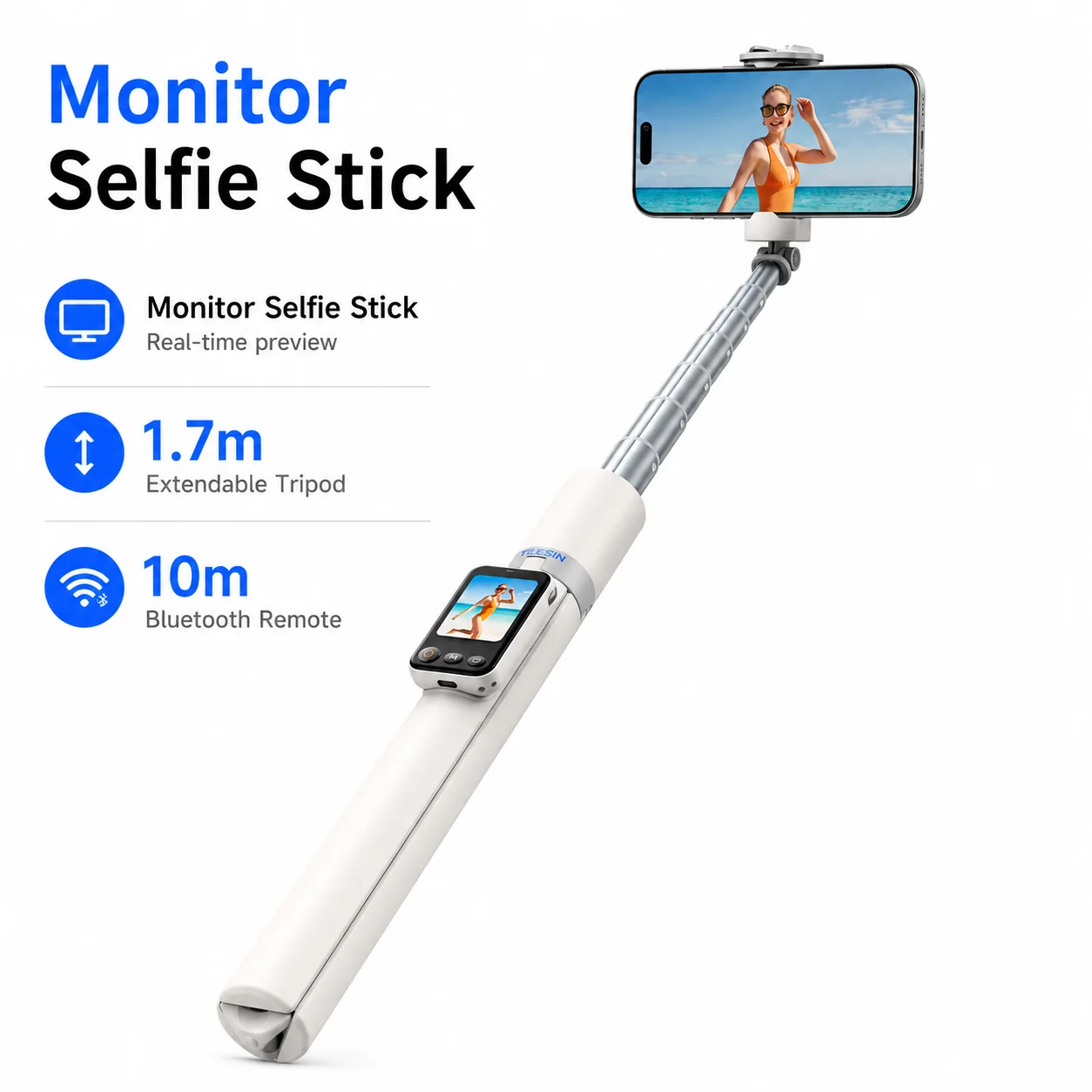 TELESIN Selfie Stick Tripod with Screen Preview Remote 10m Bluetooth 360° Phone Holder for Travel Live Video Photo
TELESIN Selfie Stick Tripod with Screen Preview Remote 10m Bluetooth 360° Phone Holder for Travel Live Video Photo