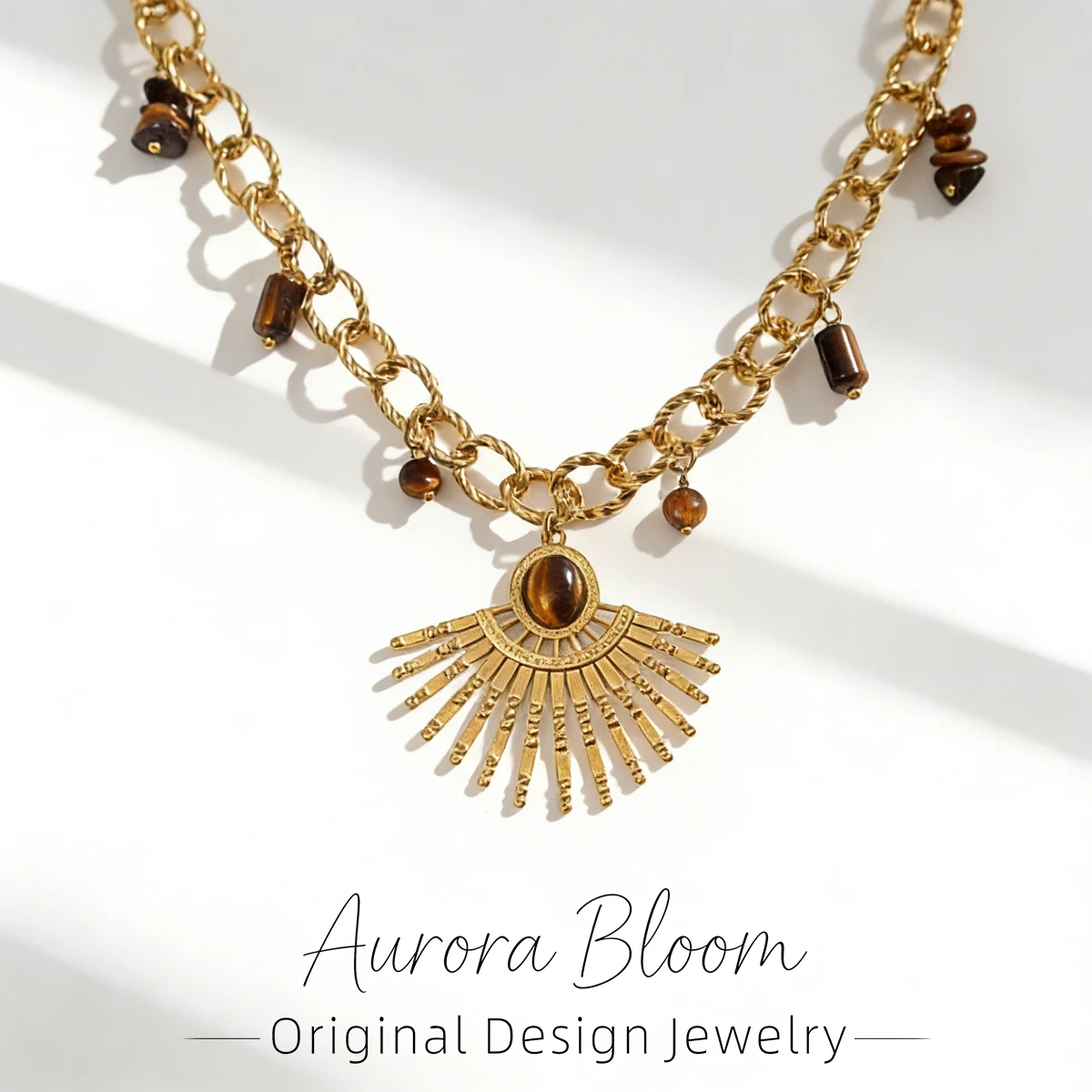 AURORA Vintage Tiger's Eye Natural Stone Pendant Necklaces For Women's Choker Necklace Women's Bohemia Style Jewelry Decoration
AURORA Vintage Tiger's Eye Natural Stone Pendant Necklaces For Women's Choker Necklace Women's Bohemia Style Jewelry Decoration