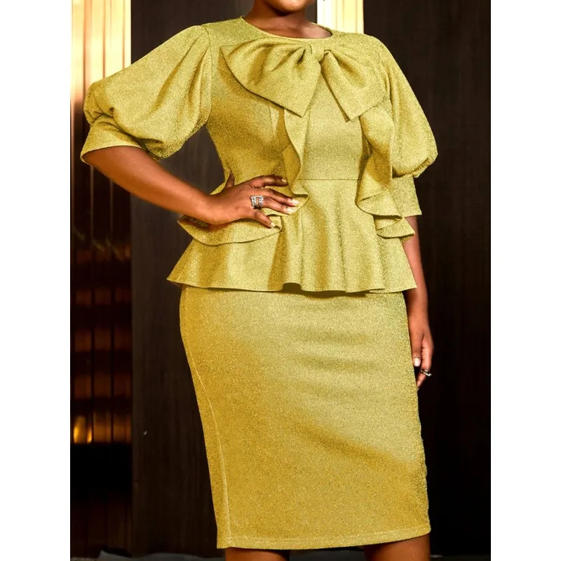Curve Shiny Dresses Short Puff Sleeves Bow Ruffles Peplum Bodycon Belly Hide Party Women Wedding Guest Lovely Birthday Prom New
Curve Shiny Dresses Short Puff Sleeves Bow Ruffles Peplum Bodycon Belly Hide Party Women Wedding Guest Lovely Birthday Prom New