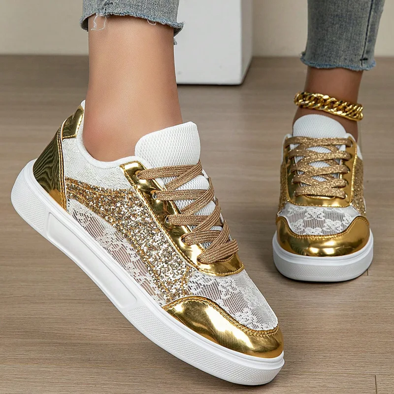 Women's Pure Color Sequins Sneaker, Lace-up Platform Sequined Decorative Walking Rock Shoes, High Top Sneakers Sneaker
Women's Pure Color Sequins Sneaker, Lace-up Platform Sequined Decorative Walking Rock Shoes, High Top Sneakers Sneaker