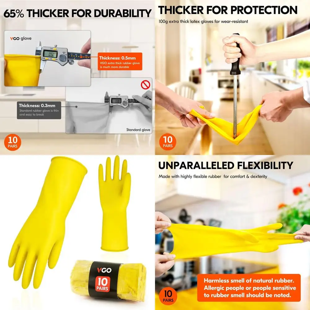 Extra Thick Long Sleeve Reusable Gloves for Kitchen, Cleaning, Gardening, and More (Size S, Yellow)
Extra Thick Long Sleeve Reusable Gloves for Kitchen, Cleaning, Gardening, and More (Size S, Yellow)