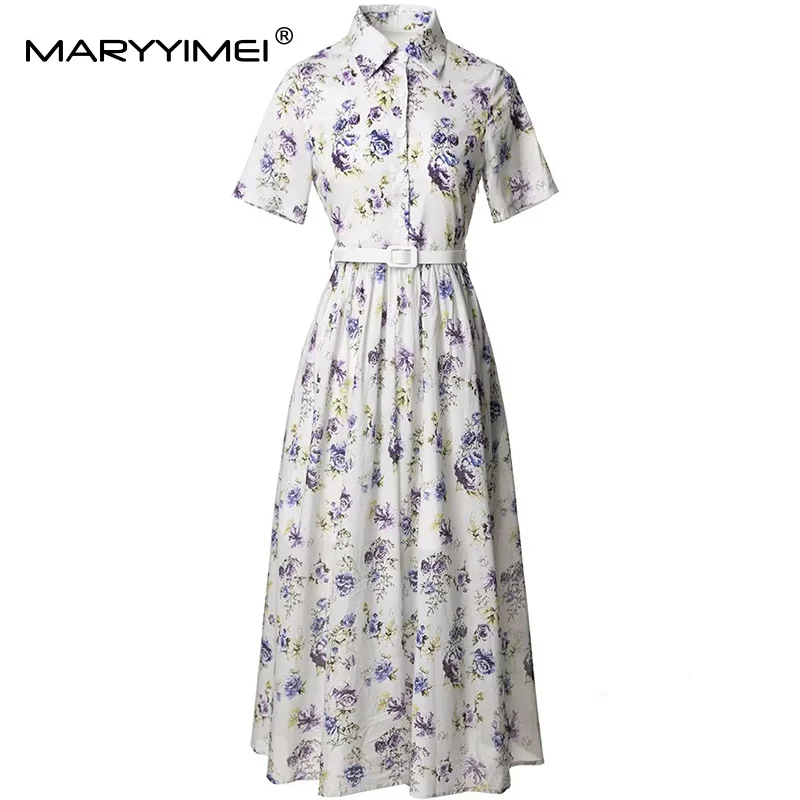 MARYYIMEI Cotton Vintage Women's Dress Turn-Down Collar Lace-Up Single-Breasted Elegant Print Fashion Short Sleeve Dresses
MARYYIMEI Cotton Vintage Women's Dress Turn-Down Collar Lace-Up Single-Breasted Elegant Print Fashion Short Sleeve Dresses