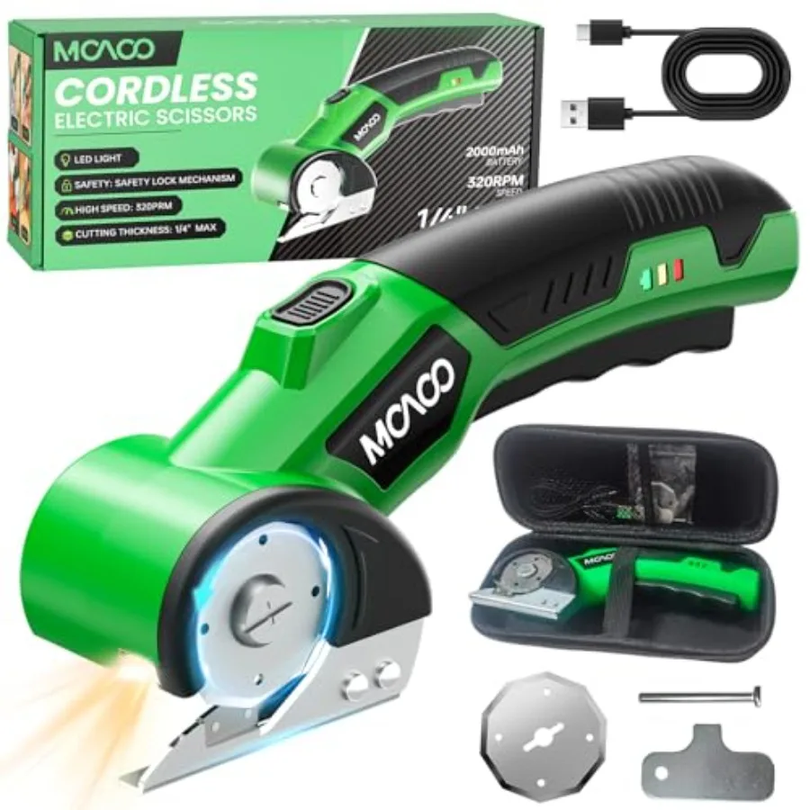 Cardboard Cutter Rechargeable Cordless Electric Scissors Upgrade 4V Electric Box Cutter with 2 Blades Safety Lock and LED Light
Cardboard Cutter Rechargeable Cordless Electric Scissors Upgrade 4V Electric Box Cutter with 2 Blades Safety Lock and LED Light
