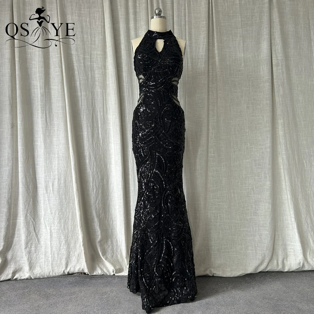 Black Evening Dresses Halter Keyhole Neck Mermaid Long Evening Gown Elegant Glitter Sequin Pattern Formal Party Women BlackDress
Black Evening Dresses Halter Keyhole Neck Mermaid Long Evening Gown Elegant Glitter Sequin Pattern Formal Party Women BlackDress