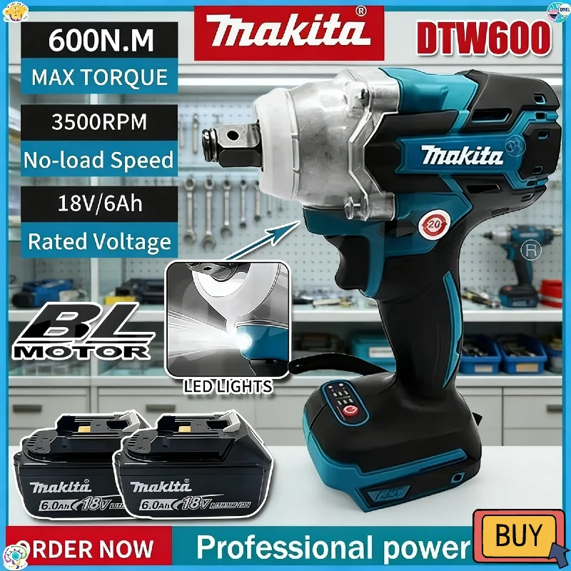Makita DTW600 280N.m Cordless Impact Wrench High Torque Brushless Electric Wrench Rechargeable 18V Auto Repair Power Tools
Makita DTW600 280N.m Cordless Impact Wrench High Torque Brushless Electric Wrench Rechargeable 18V Auto Repair Power Tools