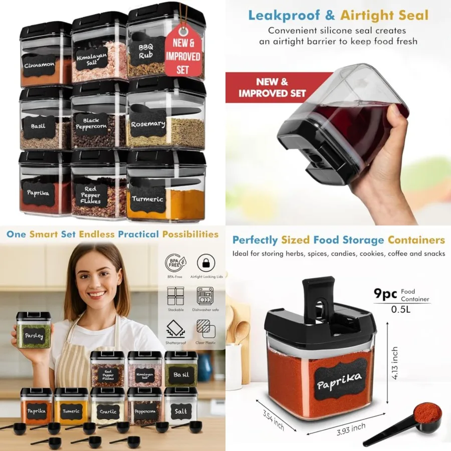 Airtight Food Storage Containers BPA Free Clear Plastic Snack and Spice Containers with Easy Lock Lids Kitchen and Pantry Organ
Airtight Food Storage Containers BPA Free Clear Plastic Snack and Spice Containers with Easy Lock Lids Kitchen and Pantry Organ