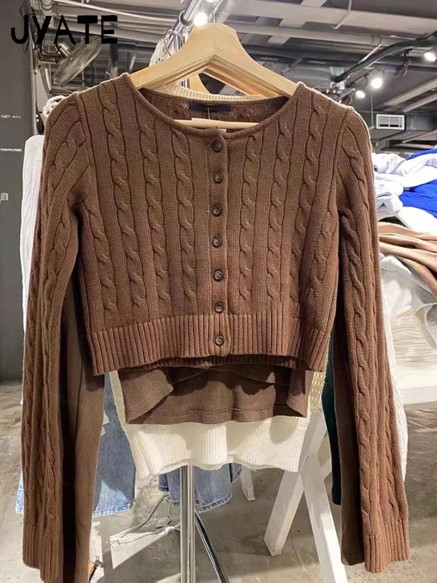 Retro Simple Brown O-neck Knit Cardigan Women Autumn New Cotton Casual Streetwear Slim Cropped Sweaters Vintage Sweet Y2K Jumper
Retro Simple Brown O-neck Knit Cardigan Women Autumn New Cotton Casual Streetwear Slim Cropped Sweaters Vintage Sweet Y2K Jumper