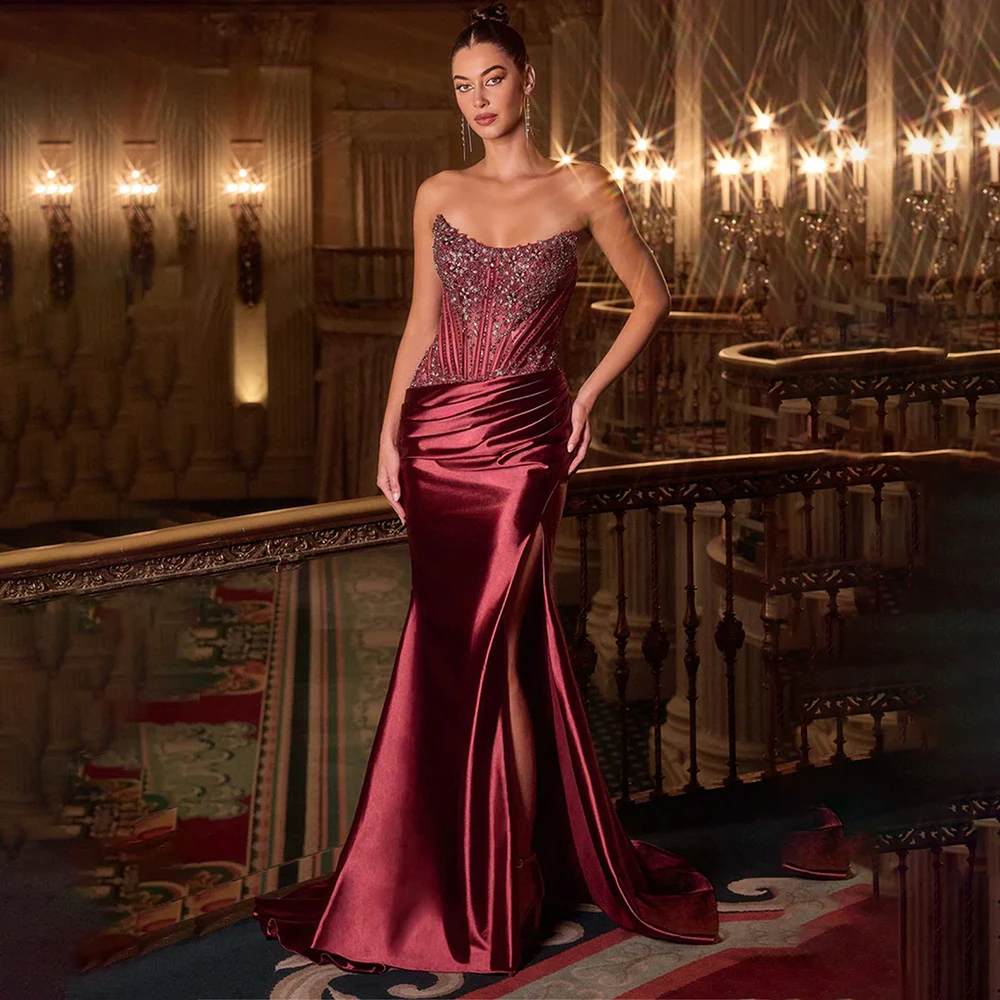 Women's Formal Evening Gowns Beaded Strapless Mermaid Evening Dresses Elegant Formal Party Gowns for Women Luxury Prom Dresses
Women's Formal Evening Gowns Beaded Strapless Mermaid Evening Dresses Elegant Formal Party Gowns for Women Luxury Prom Dresses