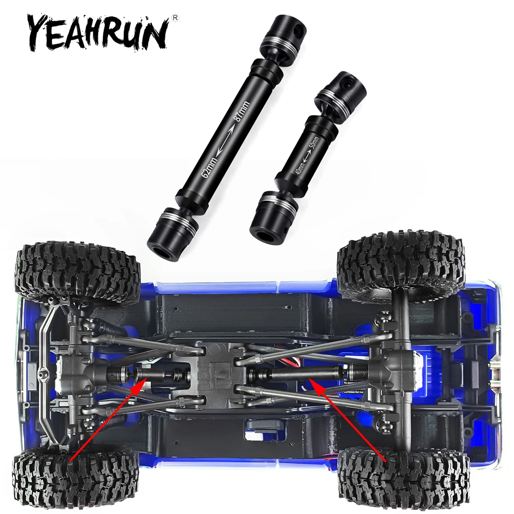 YEAHRUN 2Pcs Steel Front Rear 40+62mm Drive Shaft Joint for TRX-4M High Trail K10 Pickup F150 1/18 RC Off-road Car Upgrade Parts
YEAHRUN 2Pcs Steel Front Rear 40+62mm Drive Shaft Joint for TRX-4M High Trail K10 Pickup F150 1/18 RC Off-road Car Upgrade Parts