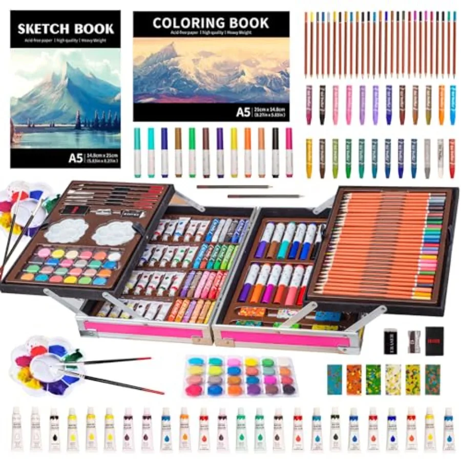 Art Set, 139 Pack Painting Drawing Art Supplies Kit with 2 Sketch Pads, Double Layers Art Crafts, Colo Pencils, Oil Pastels, Wa
Art Set, 139 Pack Painting Drawing Art Supplies Kit with 2 Sketch Pads, Double Layers Art Crafts, Colo Pencils, Oil Pastels, Wa