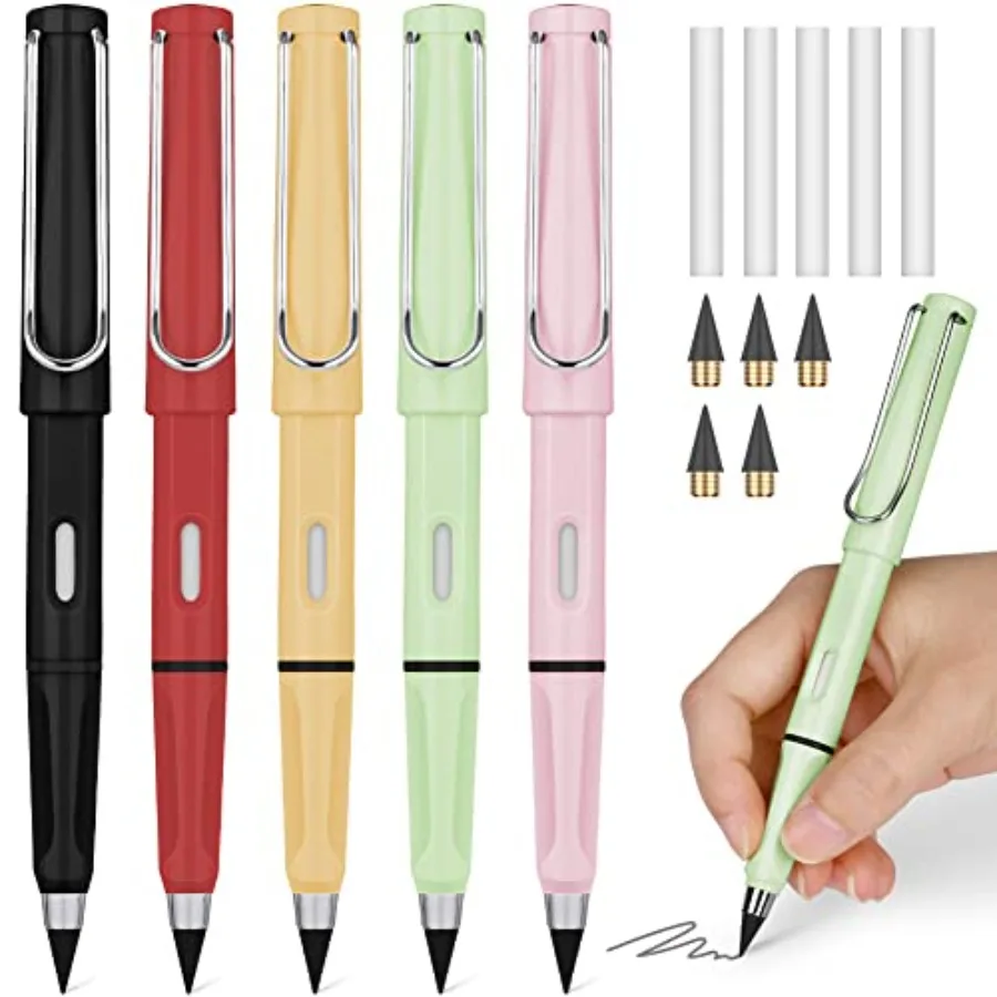 Inkless Pencil with Eraser, Infinity Pencil Everlasting Pencil, Reusable Infinite Pencil with Extra 5 Eraser and 5 Replaceable
Inkless Pencil with Eraser, Infinity Pencil Everlasting Pencil, Reusable Infinite Pencil with Extra 5 Eraser and 5 Replaceable