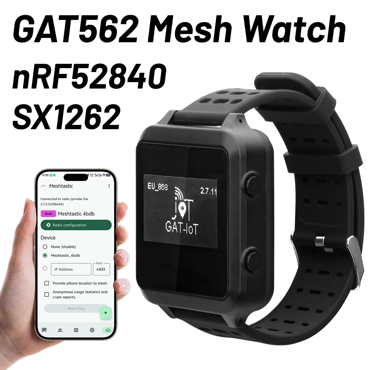 GAT562 Mesh Watch Node Development Board nRF52840 SX1262 Module Support LoRa Bluetooth for Meshtastic LoRawan Built in Battery
GAT562 Mesh Watch Node Development Board nRF52840 SX1262 Module Support LoRa Bluetooth for Meshtastic LoRawan Built in Battery