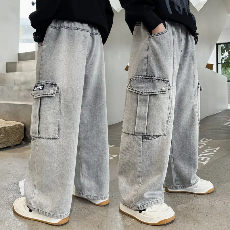 Teenage Boy Casual Cargo Jeans with Big Pocket For Child New Loose Style Denim Pants Kids Fashion Street Jeans Trousers 5-14T
Teenage Boy Casual Cargo Jeans with Big Pocket For Child New Loose Style Denim Pants Kids Fashion Street Jeans Trousers 5-14T