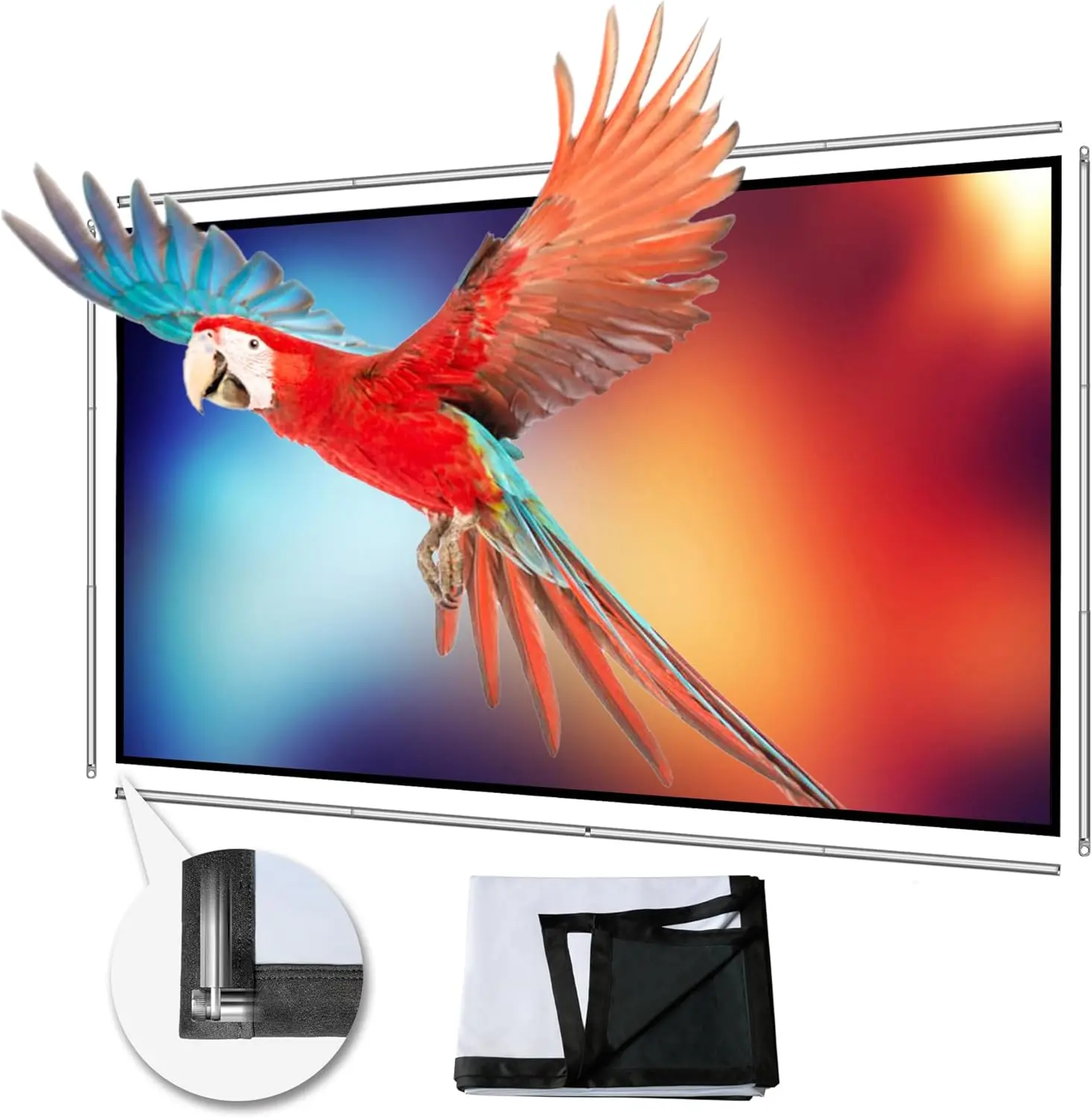70' Foldable Projector Screen with Telescopic Pole, Wall-Mounted, Anti-Crease, Silver Backing, Portable
70' Foldable Projector Screen with Telescopic Pole, Wall-Mounted, Anti-Crease, Silver Backing, Portable