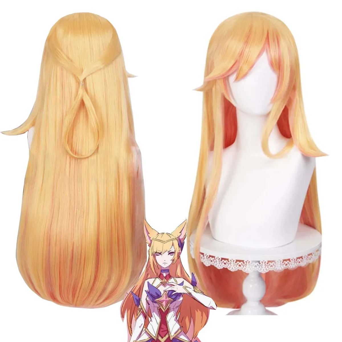 Women Costume Props Game LoL Star Guardian Ahri Cosplay Long Golden Heat Resistant Synthetic Hair Wig
Women Costume Props Game LoL Star Guardian Ahri Cosplay Long Golden Heat Resistant Synthetic Hair Wig