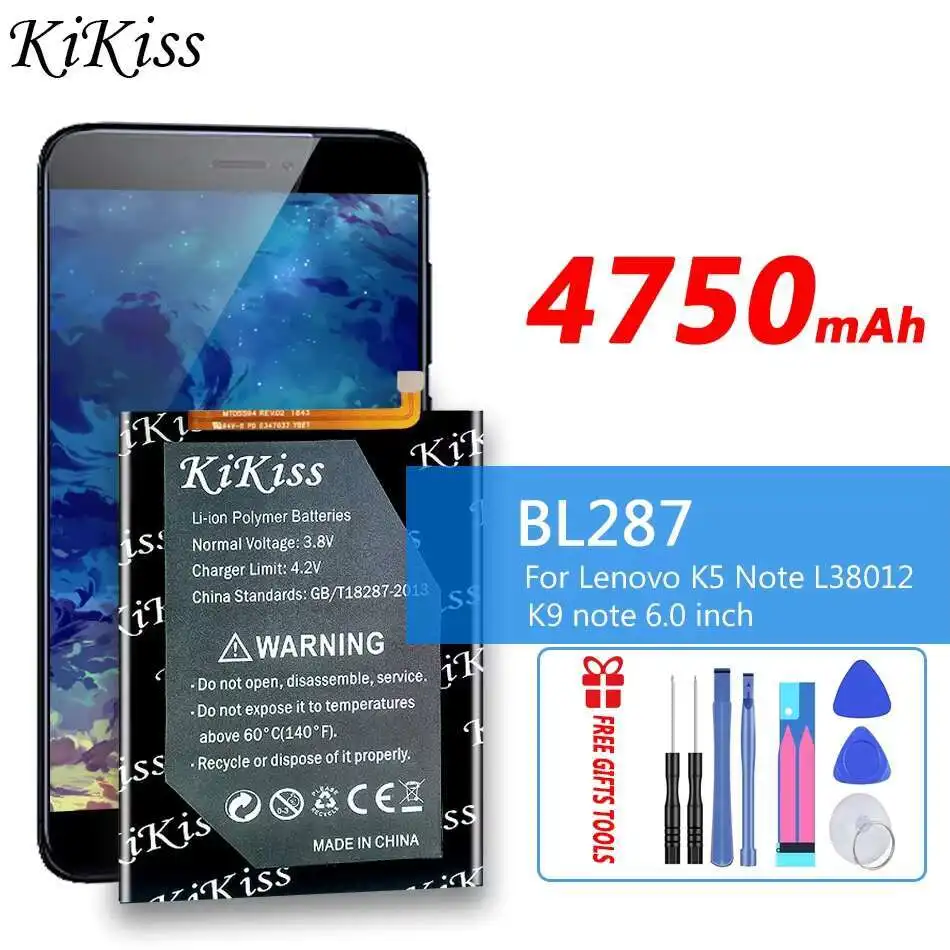 Аккумулятор мобильного телефона BL287, высокоэффективный, 4750 мАч для Lenovo K5 Note L38012 K9 Note 6,0 дюймов
Аккумулятор мобильного телефона BL287, высокоэффективный, 4750 мАч для Lenovo K5 Note L38012 K9 Note 6,0 дюймов