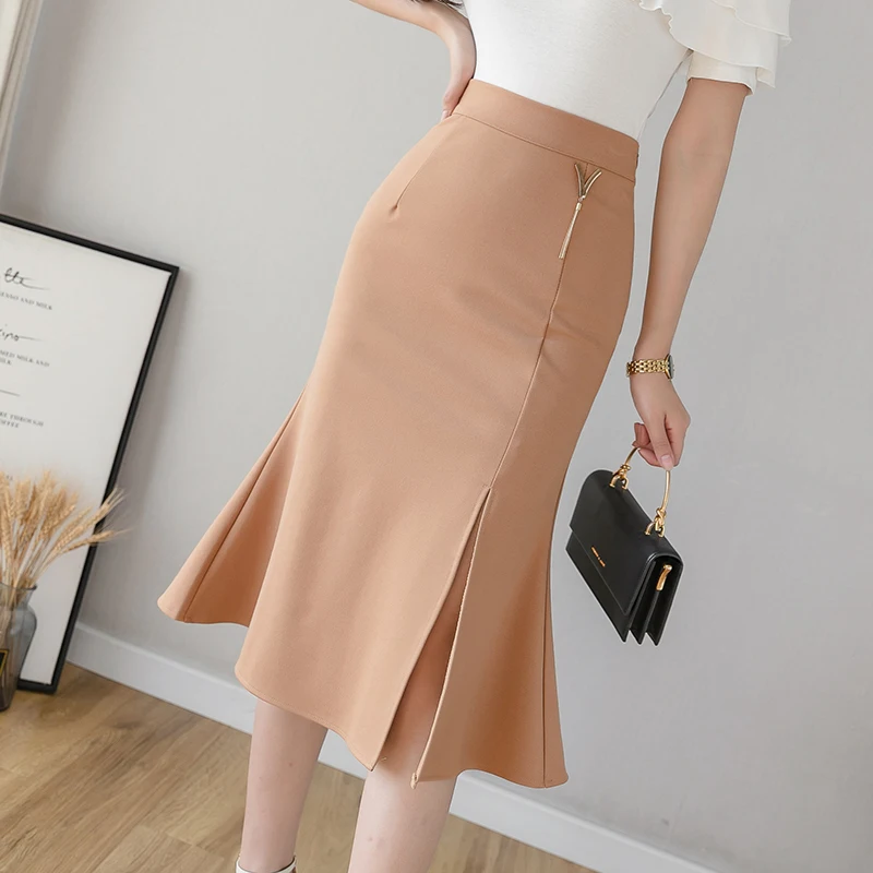 Solid Color Big Size Mid-Length Fish Tail Skirt Bodycon Midi Skirt Spring Summer High Waist Vintage Office Lady Pencil Skirts
Solid Color Big Size Mid-Length Fish Tail Skirt Bodycon Midi Skirt Spring Summer High Waist Vintage Office Lady Pencil Skirts