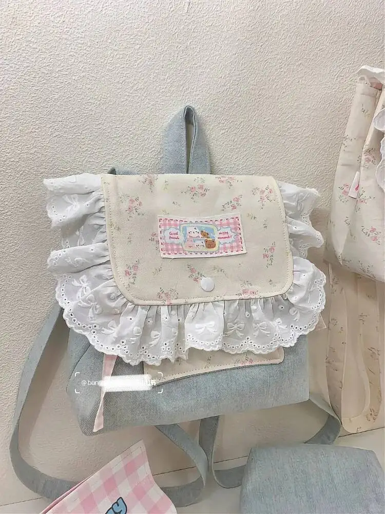 Bloom Retro Denim Large Capacity Canvas Bag Women New Lace Chic Sweet Cute Mini Backpack Female Haruku Y2k Mochila Aesthetic
Bloom Retro Denim Large Capacity Canvas Bag Women New Lace Chic Sweet Cute Mini Backpack Female Haruku Y2k Mochila Aesthetic