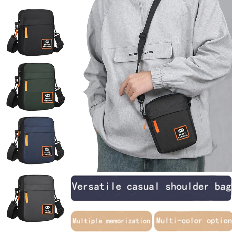 Durable Solid Color Men’s Crossbody Pack, Slim Lightweight Shoulder Bag with Contrast Orange Zip Decor and Brand Patch
Durable Solid Color Men’s Crossbody Pack, Slim Lightweight Shoulder Bag with Contrast Orange Zip Decor and Brand Patch