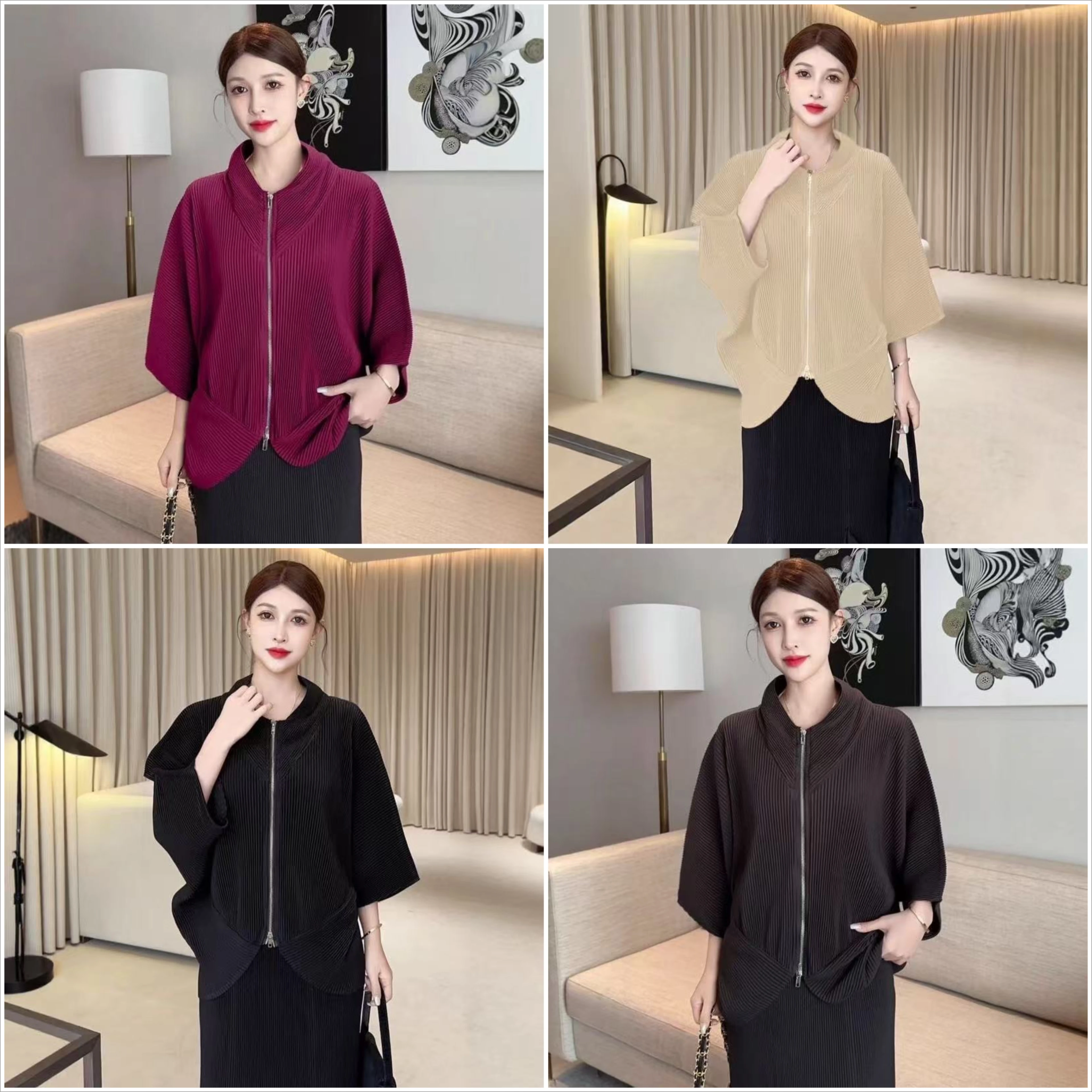 Miyake Fold 2025 осень/зима, новый складной круглый вырез, модный дизайн с двойной головкой на молнии, стильный повседневный свободный женский топ 
Miyake Fold 2025 осень/зима, новый складной круглый вырез, модный дизайн с двойной головкой на молнии, стильный повседневный свободный женский топ