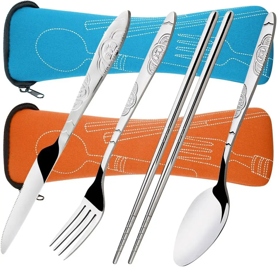 8-Piece Stainless Steel Flatware Set with Carrying Case for Travel, Camping, Picnic, Hiking
8-Piece Stainless Steel Flatware Set with Carrying Case for Travel, Camping, Picnic, Hiking