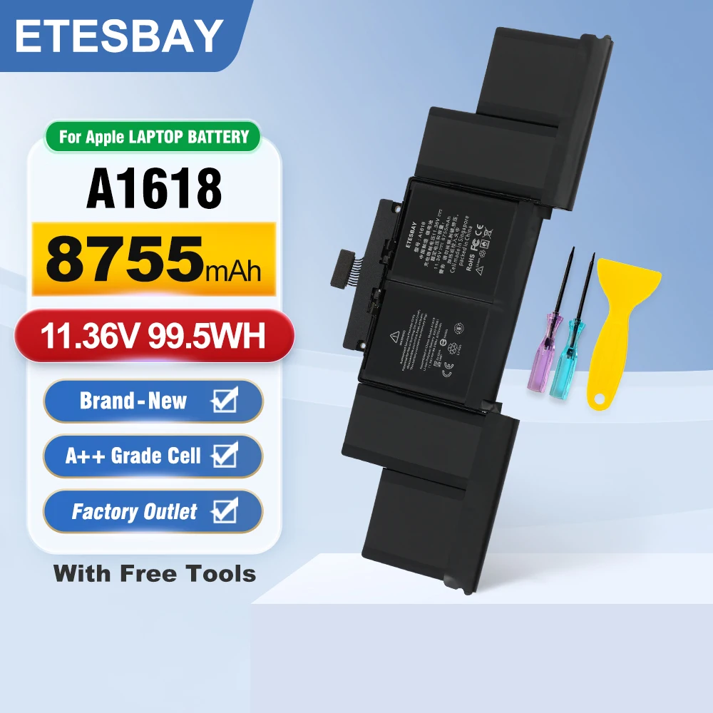 ETESBAY A1618 Laptop Battery 99.5Wh 8755mAh For Apple MacBook Pro15" A1398 Retina (2015 Version) 020-00079 MJLQ2LL/A MJLT2LL/A
ETESBAY A1618 Laptop Battery 99.5Wh 8755mAh For Apple MacBook Pro15" A1398 Retina (2015 Version) 020-00079 MJLQ2LL/A MJLT2LL/A
