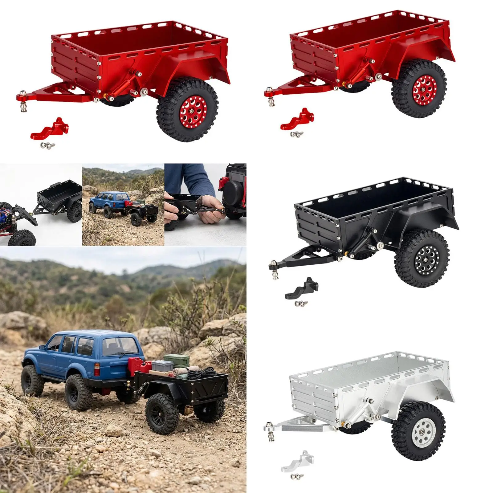 RC Crawler Trailer Travel Replacement DIY Modified Aluminum Alloy Metal Trailer with Tires for 1/18 RC Vehicles Crawler
RC Crawler Trailer Travel Replacement DIY Modified Aluminum Alloy Metal Trailer with Tires for 1/18 RC Vehicles Crawler