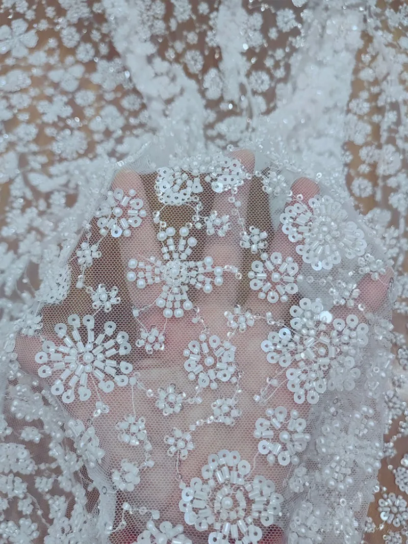 New Style Fresh Flower Full Beaded Lace Tulle Fabric Lace for Wedding Dress and Garment Accessories Decoration
New Style Fresh Flower Full Beaded Lace Tulle Fabric Lace for Wedding Dress and Garment Accessories Decoration