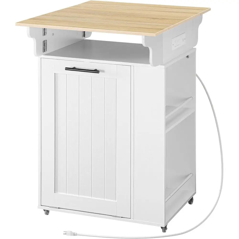 Kitchen Island with Trash Can Storage, Rolling Kitchen Island with Drop Lea Countertop, Island Table with Power Outlet & Spice R
Kitchen Island with Trash Can Storage, Rolling Kitchen Island with Drop Lea Countertop, Island Table with Power Outlet & Spice R