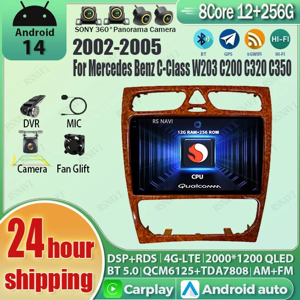 Android 14 Carplay Auto 2K Screen Car Radio Multimedia Player For Mercedes Benz C-Class W203 C200 C320 C350 Autoradio GPS Stereo
Android 14 Carplay Auto 2K Screen Car Radio Multimedia Player For Mercedes Benz C-Class W203 C200 C320 C350 Autoradio GPS Stereo