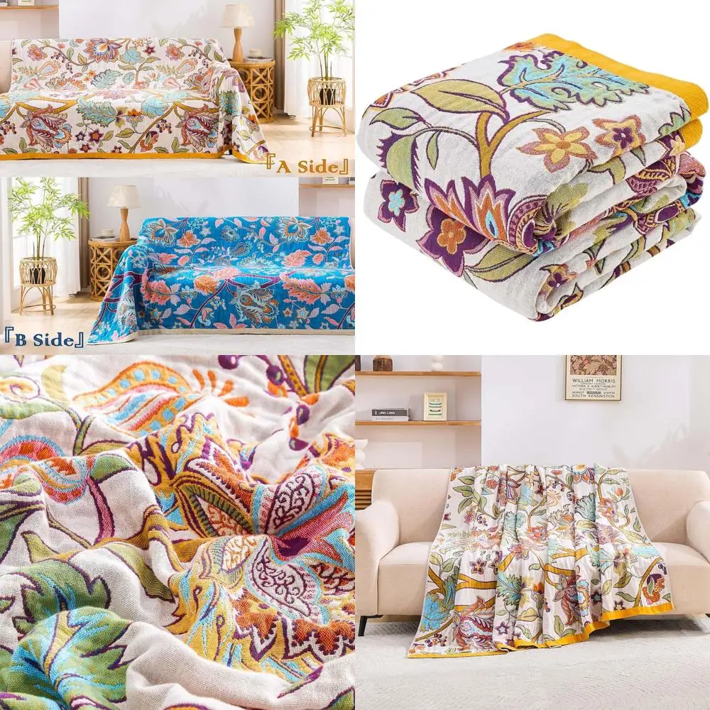 Cotton Boho Quilt, 80x90 Floral Print, Reversible Rustic Throw for Fall, All-Season Bohemian Bed Blanket
Cotton Boho Quilt, 80x90 Floral Print, Reversible Rustic Throw for Fall, All-Season Bohemian Bed Blanket