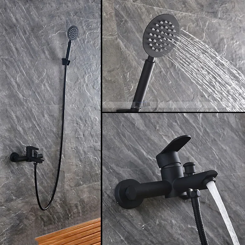 Black color paint bathroom shower set 304 stainless steel material bath faucet with handheld shower head under water outlet
Black color paint bathroom shower set 304 stainless steel material bath faucet with handheld shower head under water outlet