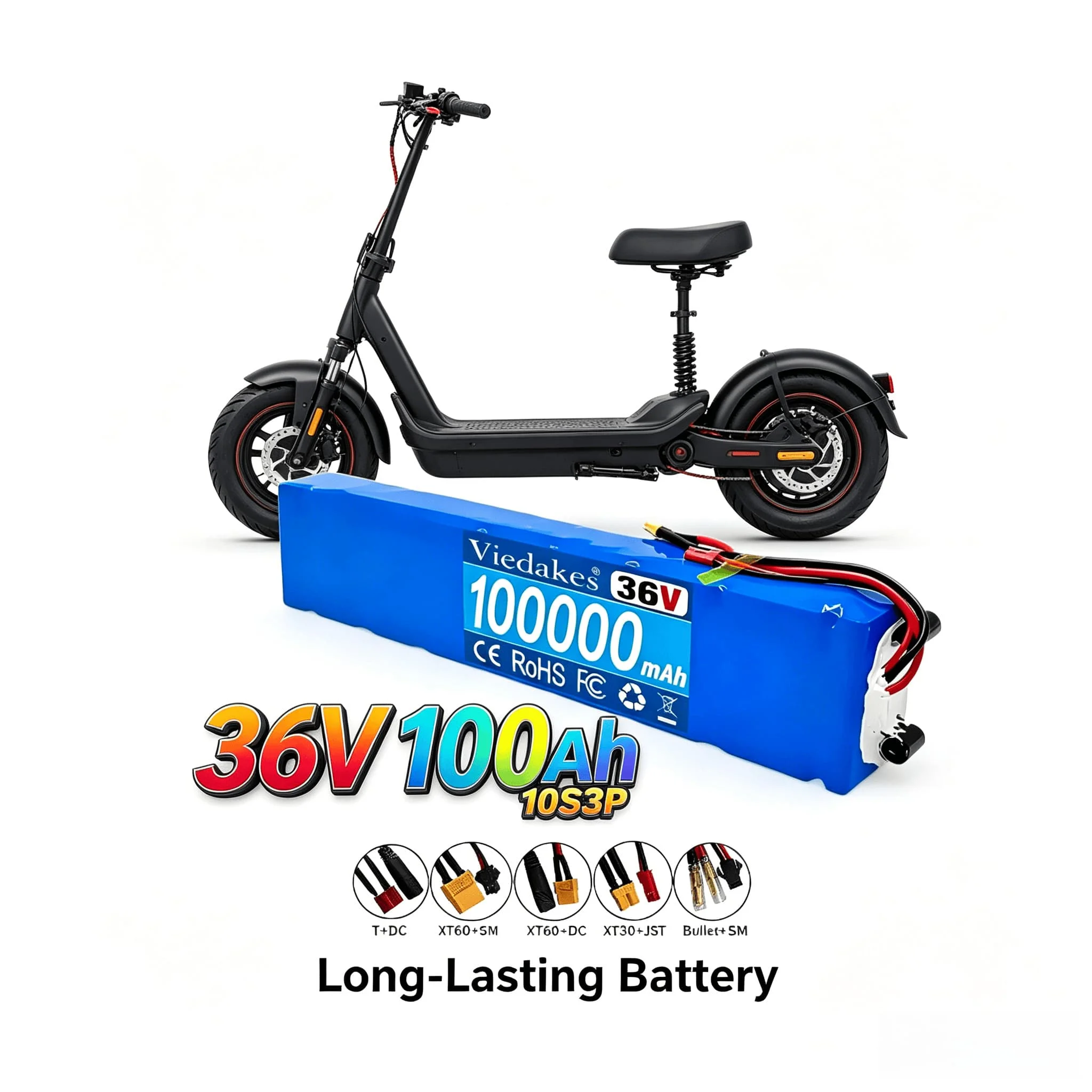 36V 100Ah 10S3P Electric Scooter Battery Safety BMS Design Customizable XT60 XT30 JST SM DC Port
36V 100Ah 10S3P Electric Scooter Battery Safety BMS Design Customizable XT60 XT30 JST SM DC Port