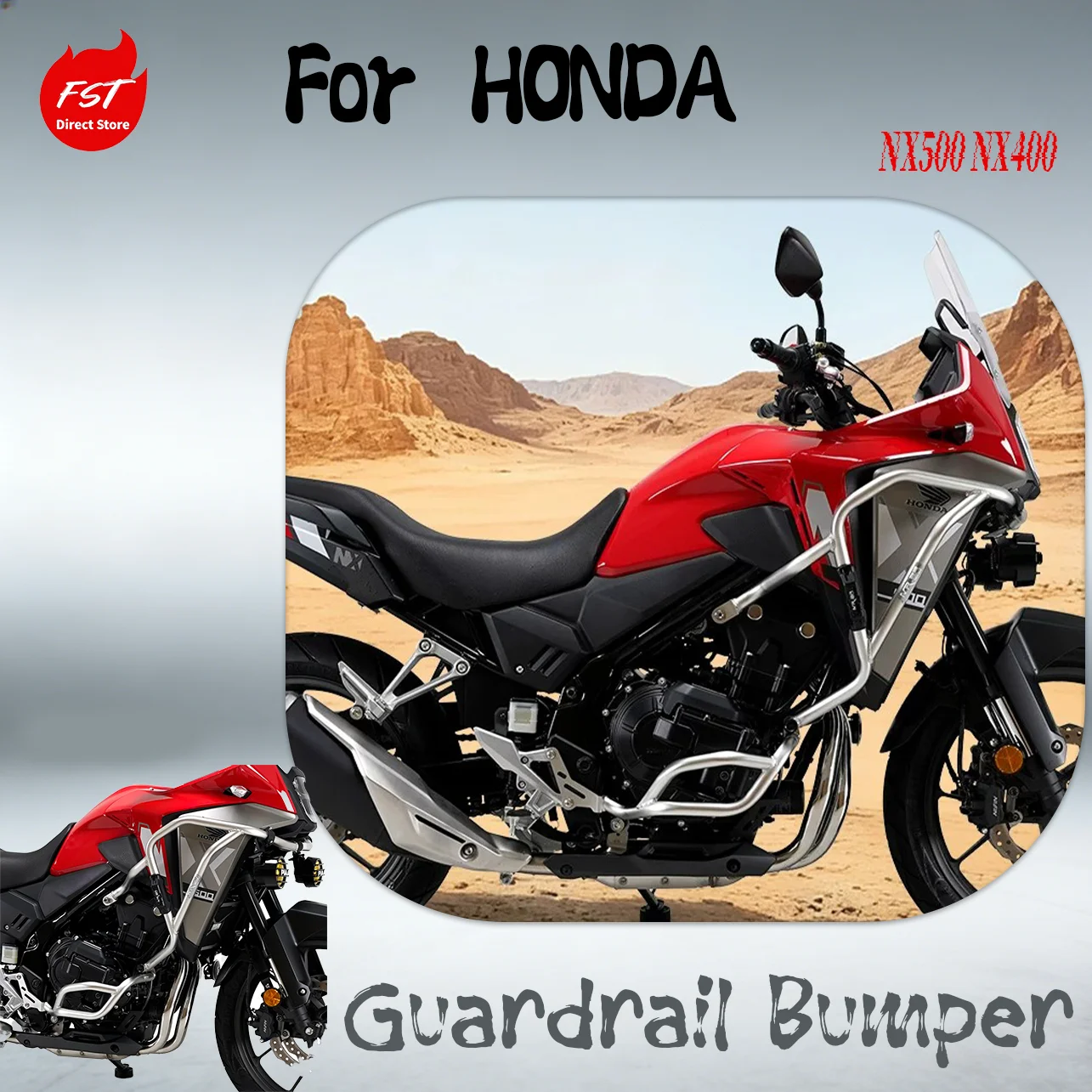 Stainless Steel Crash Bars Upper & Lower Engine Guard Radiator Grill for Honda NX500 NX400 Motorcycle Protection Modified Parts
Stainless Steel Crash Bars Upper & Lower Engine Guard Radiator Grill for Honda NX500 NX400 Motorcycle Protection Modified Parts