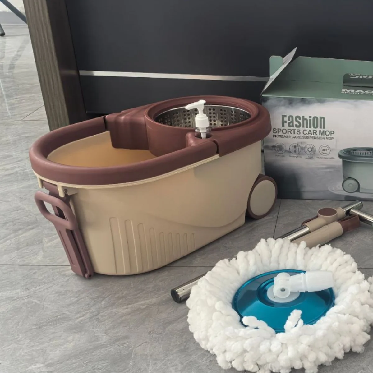 Spin Mop Bucket Set with Soap Dispenser – 360° Rotating 20QT Floor Cleaner, 2 Microfiber Heads & Adjustable Handle
Spin Mop Bucket Set with Soap Dispenser – 360° Rotating 20QT Floor Cleaner, 2 Microfiber Heads & Adjustable Handle