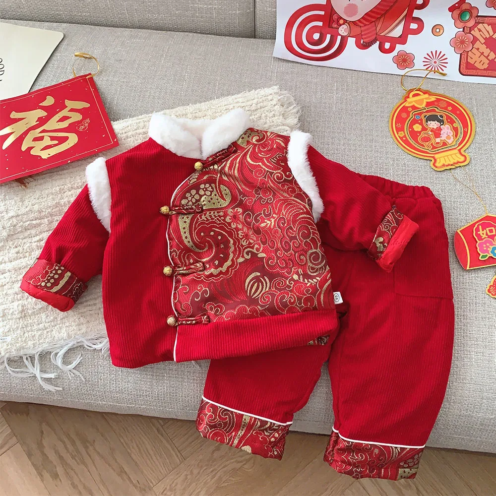Kids Christmas Outfit Red Winter Warm Tops + Pants 2 Pieces Chinese Style New Year Toddler Clothes Unisex Boys Girls Sets
Kids Christmas Outfit Red Winter Warm Tops + Pants 2 Pieces Chinese Style New Year Toddler Clothes Unisex Boys Girls Sets