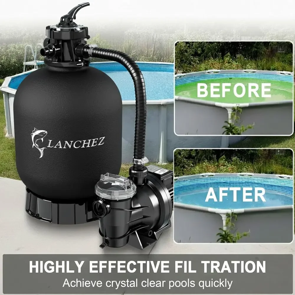 18-Inch Above Ground Pool Sand Filter Pump with 7-Function Control
18-Inch Above Ground Pool Sand Filter Pump with 7-Function Control