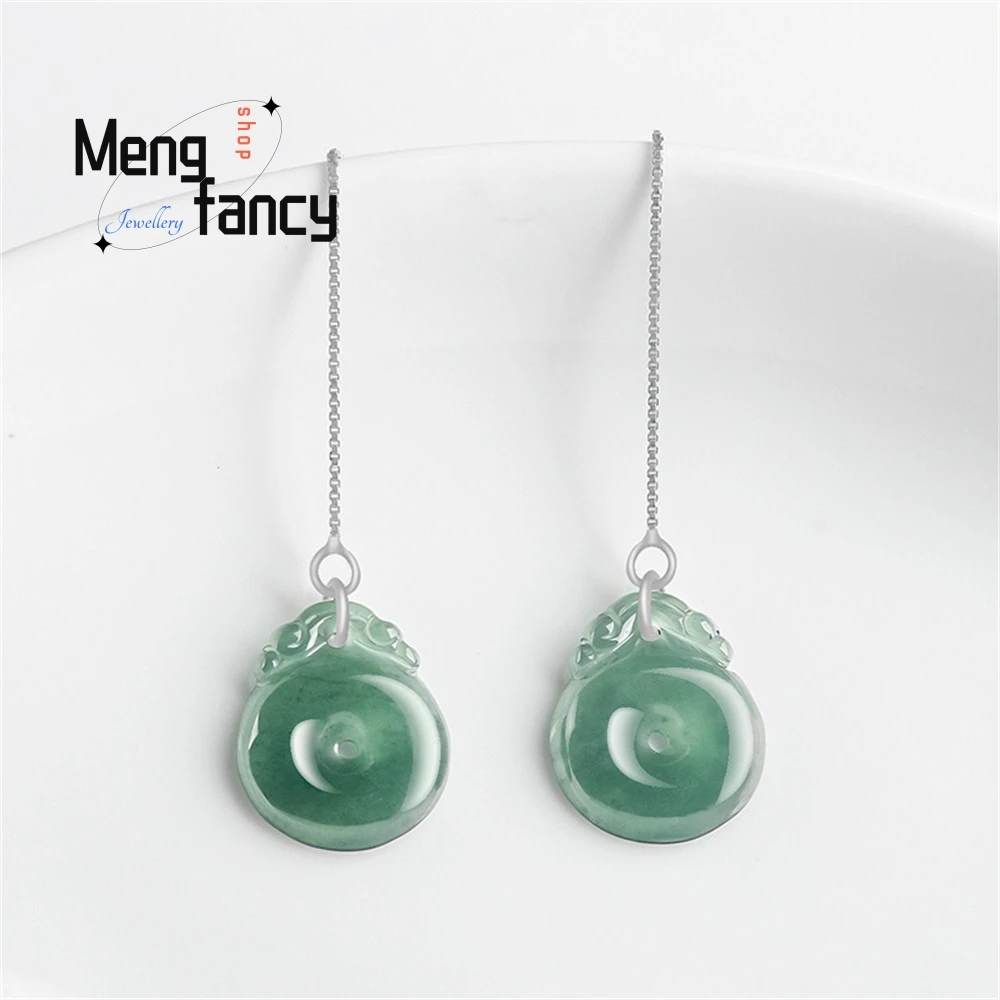 Natural Jade A Goods Blue Water Ping An Fubel Line S925 Silver Inlaid With Ice Kind Of Jade Women's High-Grade Luxury Earrings
Natural Jade A Goods Blue Water Ping An Fubel Line S925 Silver Inlaid With Ice Kind Of Jade Women's High-Grade Luxury Earrings