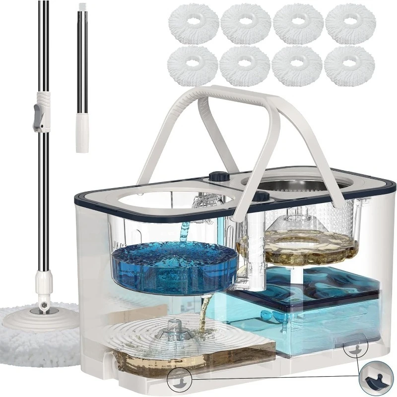 Spin Mop and Bucket System, Mop and Bucket Separate Clean and Dirty Water,4-Chamber Hardwood Floor Mop Household
Spin Mop and Bucket System, Mop and Bucket Separate Clean and Dirty Water,4-Chamber Hardwood Floor Mop Household
