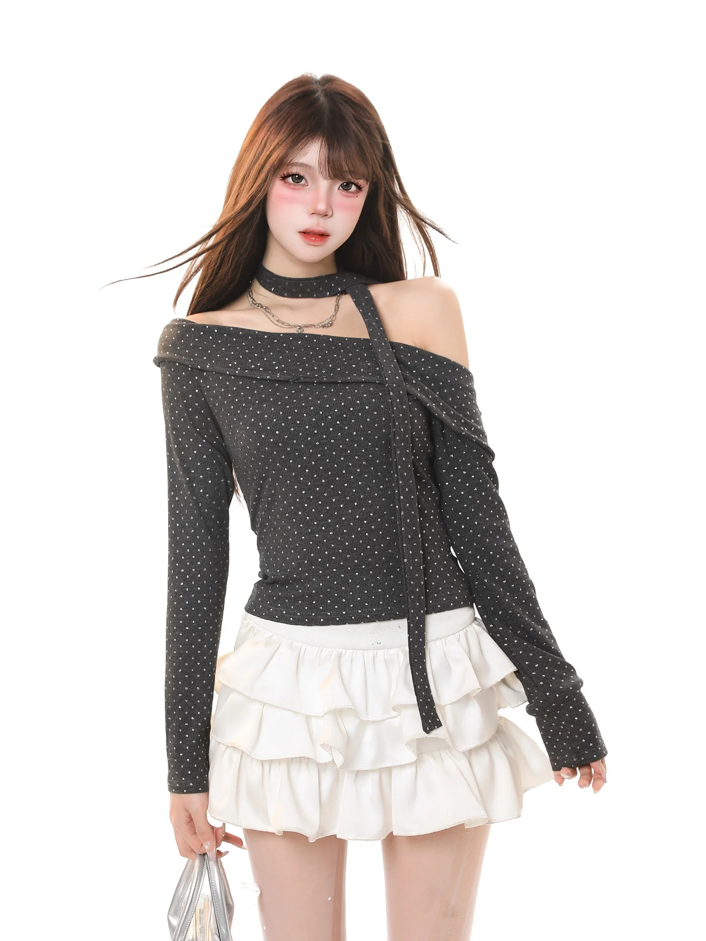 Корейская женская футболка с длинным рукавом в горошек, с открытыми плечами, облегающая, с завышенной талией, на одно плечо
Корейская женская футболка с длинным рукавом в горошек, с открытыми плечами, облегающая, с завышенной талией, на одно плечо