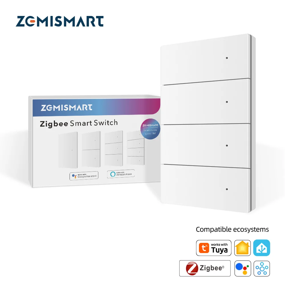 Zemismart Zigbee Smart Wall Light Switch Aluminum Alloy Panel Neutral Required 1 2 3 4 Gang Work with Tuya Smart Life App ZM-808
Zemismart Zigbee Smart Wall Light Switch Aluminum Alloy Panel Neutral Required 1 2 3 4 Gang Work with Tuya Smart Life App ZM-808