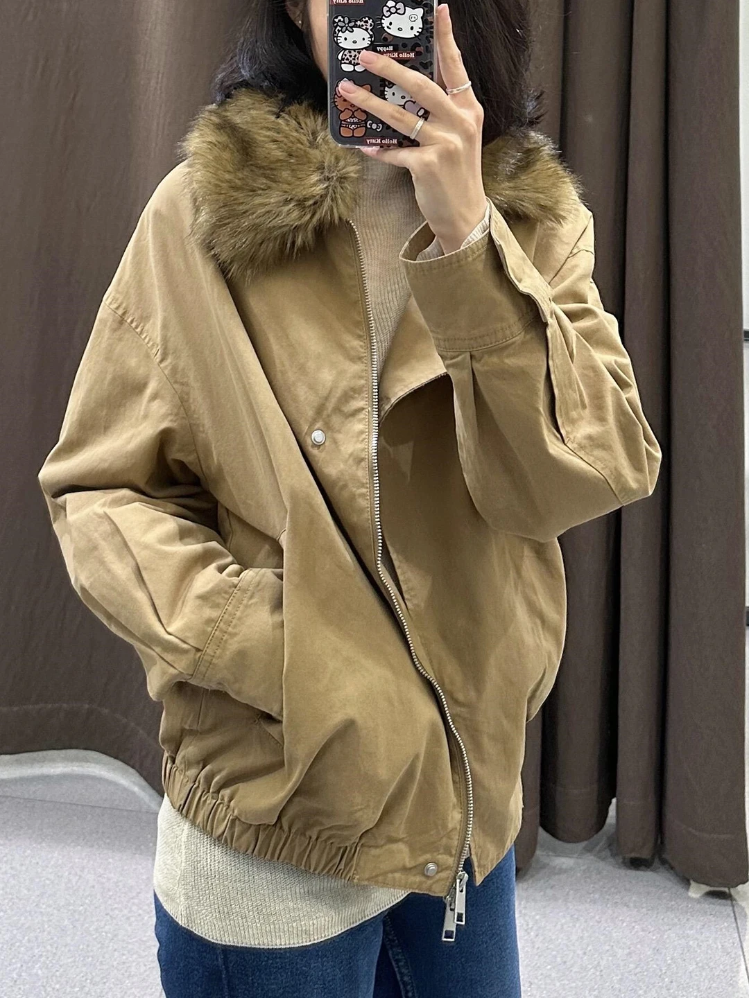 Autumn Brown Fur Collar Loose Casual ort Pilot Jaet Women's 2025 New Sle Warm Ribbed Hem Zipper Closure Color
Autumn Brown Fur Collar Loose Casual ort Pilot Jaet Women's 2025 New Sle Warm Ribbed Hem Zipper Closure Color
