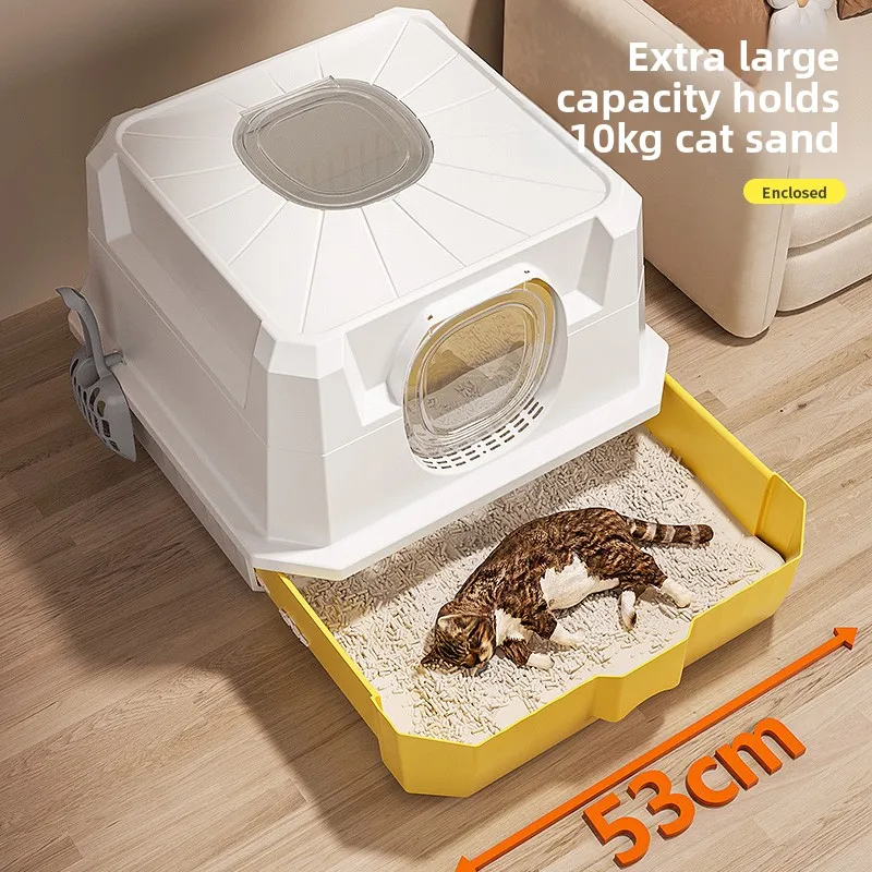 Large Enclosed Cat Litter Box with Top Entry Odor-Proof Drawer System Cat Toilet Anti-Splash Pet Potty High-Sided Cat Bedpans
Large Enclosed Cat Litter Box with Top Entry Odor-Proof Drawer System Cat Toilet Anti-Splash Pet Potty High-Sided Cat Bedpans