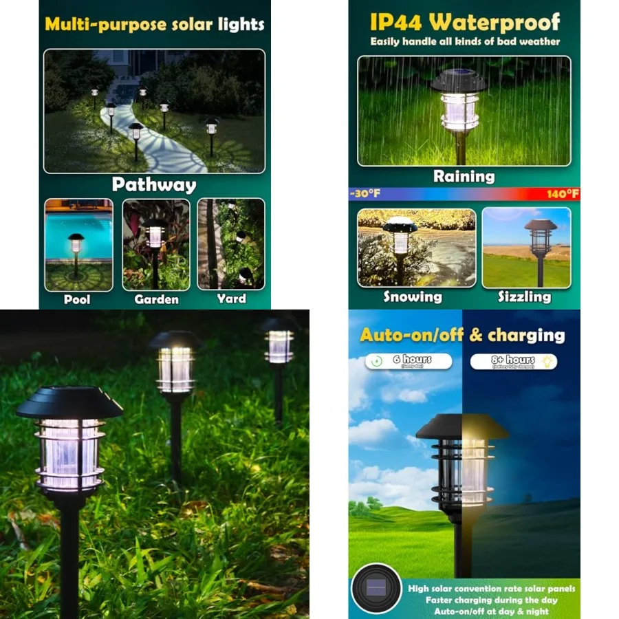 Solar Lights Outdoor Waterproof, 8 Pack LED Solar Garden Lights for Yard, Patio, Walkway, Landscape, Planter
Solar Lights Outdoor Waterproof, 8 Pack LED Solar Garden Lights for Yard, Patio, Walkway, Landscape, Planter