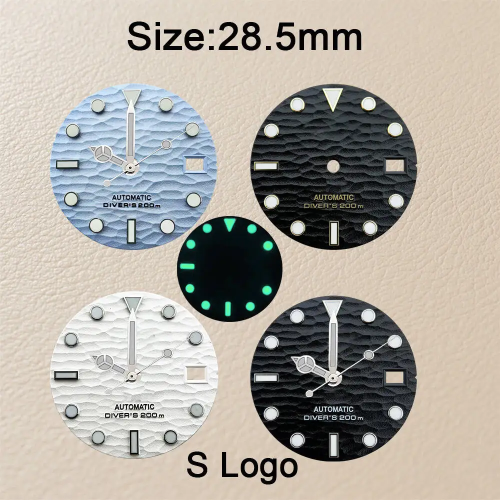 High-Quality 28.5mm S Logo Dial Fit NH35 Automatic Movement Green Luminous 3D Wave Dial Watch Modification Accessories
High-Quality 28.5mm S Logo Dial Fit NH35 Automatic Movement Green Luminous 3D Wave Dial Watch Modification Accessories