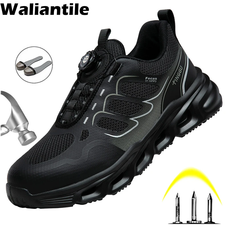 Waliantile Lace Free Men Safety Work Shoes For Construction Working Boots Steel Toe Anti-smashing Indestructible Sneakers Shoes
Waliantile Lace Free Men Safety Work Shoes For Construction Working Boots Steel Toe Anti-smashing Indestructible Sneakers Shoes