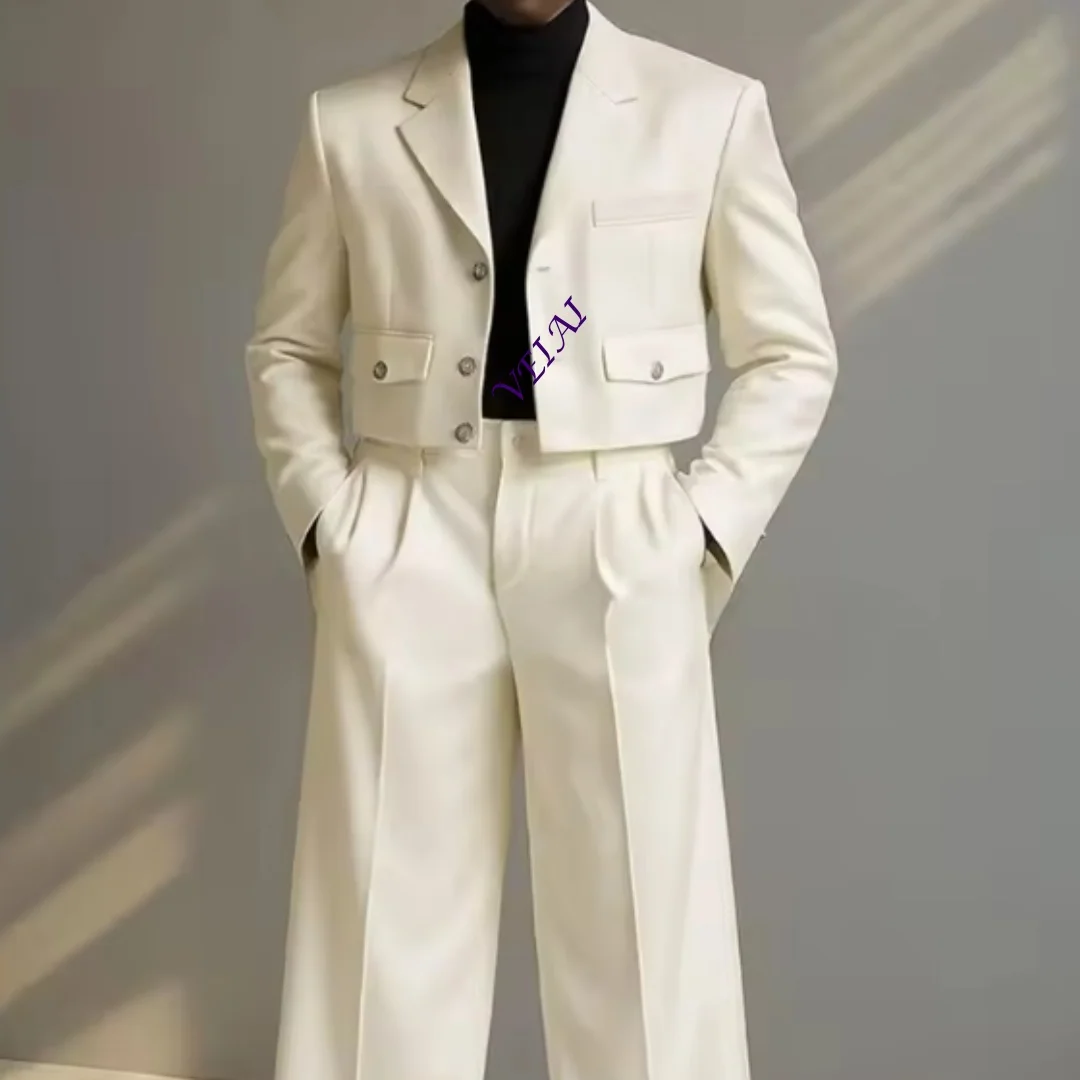 Customized Single Breasted Loose Peaked Lapel Short Men Suit Two Pieces (Jacket+Pants) Outfits Banquest Wedding Party Customized
Customized Single Breasted Loose Peaked Lapel Short Men Suit Two Pieces (Jacket+Pants) Outfits Banquest Wedding Party Customized